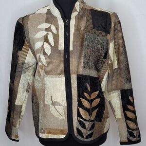 Coldwater Creek Full Zip Ribbed Mock Neck Cropped Fall Jacket/Blazer - Size PS